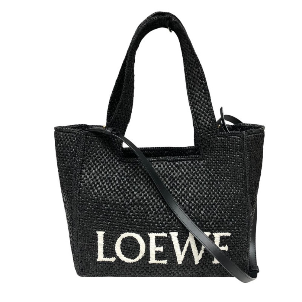 Loewe Font Raffia Handbag Black